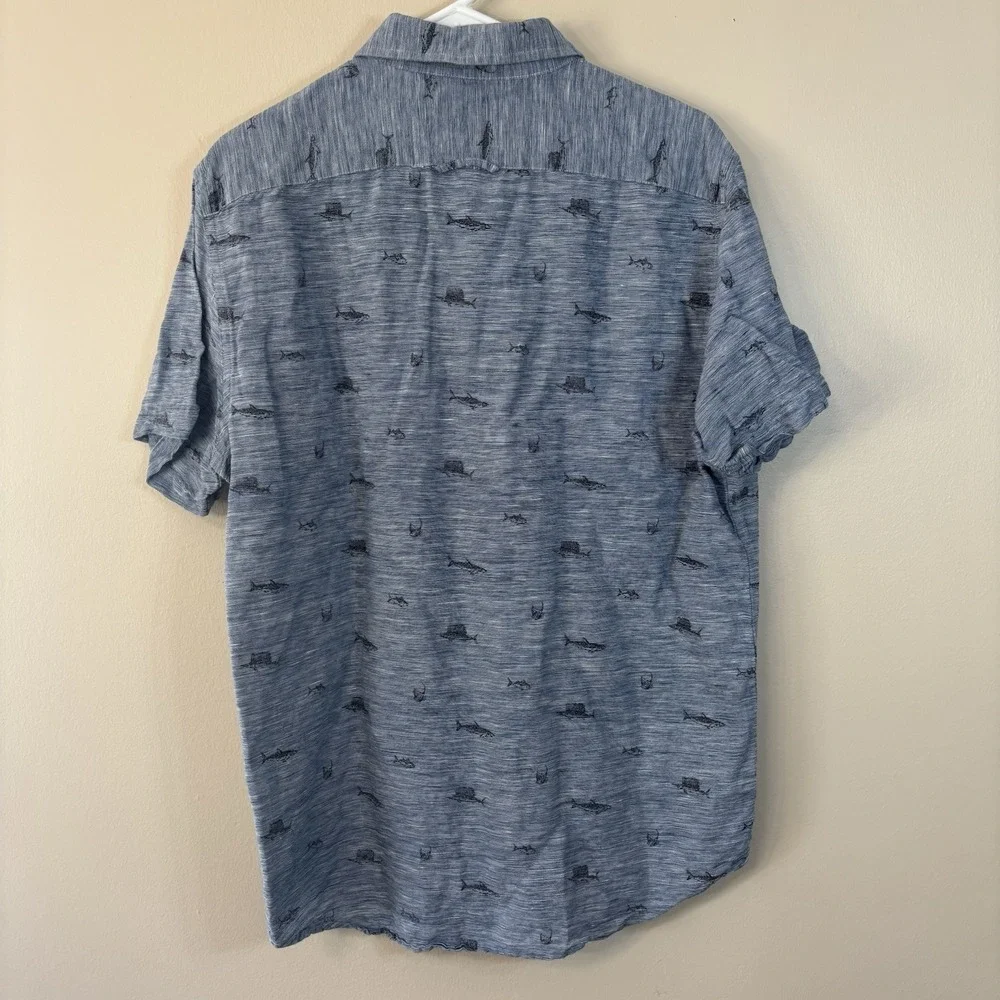 Banana Republic Men's Blue Short Sleeve Shirt, Size Large, Linen Blend